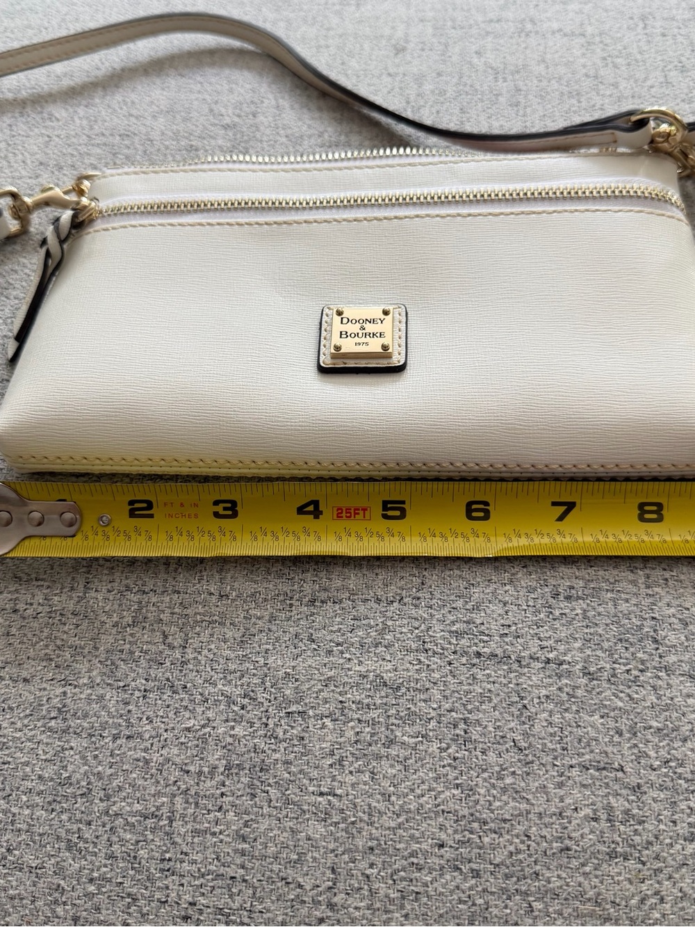 Dooney & Bourke white Leather Crossbody Wristlet with Gold Hardware - Picture 5 of 6